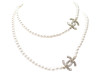 collier chanel logo cc perles sautoir 110cm en