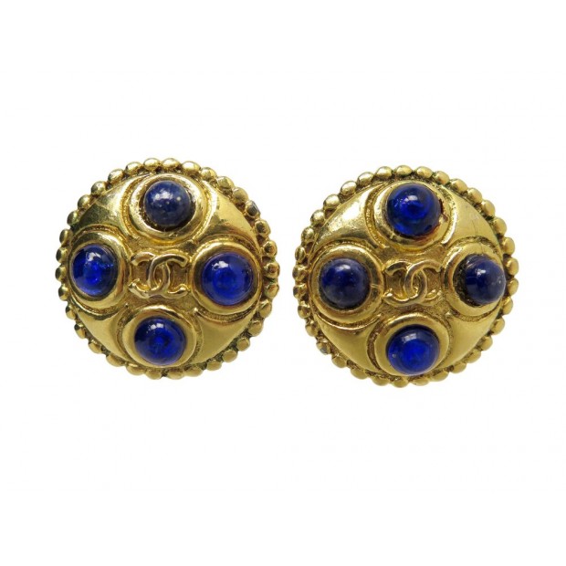 VINTAGE BOUCLES D'OREILLES CHANEL LOGO CC GRIPOIX 1984 DE CASTELLANE EARRINGS