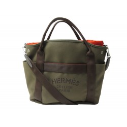 NEUF SAC A MAIN HERMES DE PANSAGE GROOM H068312CK TOILE KAKI BANDOULIERE 2800€
