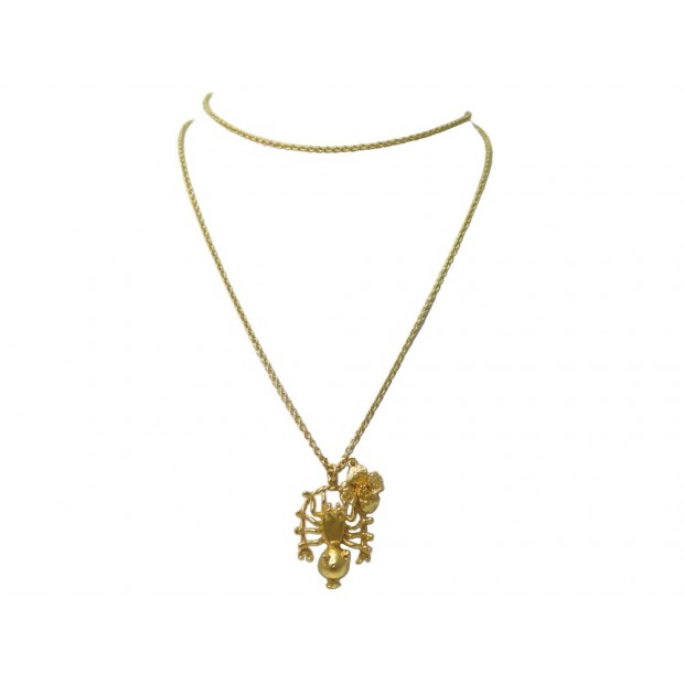 COLLIER CHRISTIAN DIOR SAUTOIR MILLE FLEURS ARAIGNEE SPIDER GOLD NECKLACE 590€