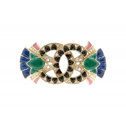 NEUF BROCHE CHANEL CO EGYPTE LOGO CC EN STRASS LAQUE NOIRE & PATE DE VERRE 650€