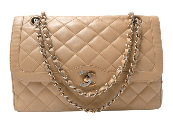 sac a main chanel diana cuir matelasse creme