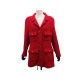 VESTE CHANEL BOUTONS LOGO CC EN TWEED ROUGE P05378V04291 46 XL RED JACKET 6500€