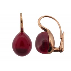 NEUF BOUCLES D'OREILLES POMELLATO DORMEUSES ROUGE PASSION RUBIS ET OR ROSE 1620€