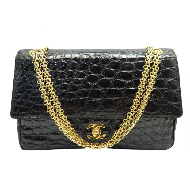 VINTAGE SAC A MAIN CHANEL TIMELESS GRAND CLASSIQUE CUIR DE CROCODILE HAND BAG
