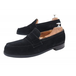 CHAUSSURES JM WESTON MOCASSINS 180 8.5E 42.5 LARGE DAIM NOIR LOAFERS SHOES 780€