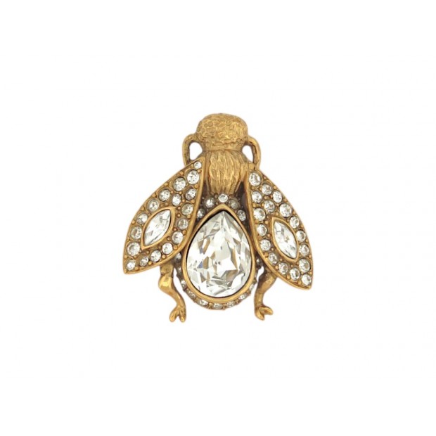 VINTAGE NEUF BROCHE CHRISTIAN DIOR ABEILLE STRASS METAL DORE GOLDEN BEE BROOCH