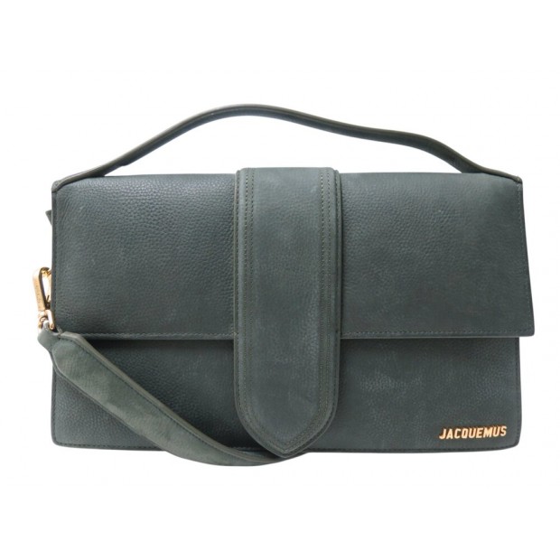 SAC A MAIN JACQUEMUS LE BAMBINOU VERT FONCE EN CUIR SUEDE BANDOULIERE BAG 990€