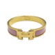 BRACELET HERMES CLIC H EMAIL MAUVE PLAQUE OR JAUNE H700001F 16CM BANGLE 660€