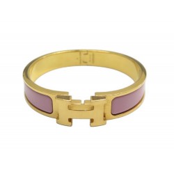 BRACELET HERMES CLIC H EMAIL MAUVE PLAQUE OR JAUNE H700001F 16CM BANGLE 660€
