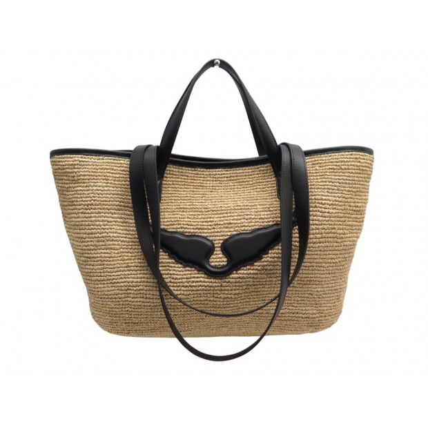 NEUF SAC A MAIN ZADIG & VOLTAIRE LE WINGS CABAS EN RAPHIA TOTE HAND BAG 345€