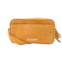 NEUF SAC A MAIN JACQUEMUS LE BANETO EN VEAU VELOURS JAUNE BANDOULIERE BAG 450€