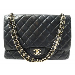 SAC A MAIN CHANEL GRAND CLASSIQUE TIMELESS JUMBO CUIR MATELASSE NOIR BAG 10500€