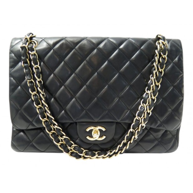 SAC A MAIN CHANEL GRAND CLASSIQUE TIMELESS JUMBO CUIR MATELASSE NOIR BAG 10500€