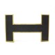 BOUCLE DE CEINTURE HERMES H QUIZZ 32 MM METAL DORE ET LAQUE NOIRE BELT BUCKLE