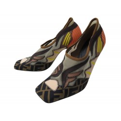 CHAUSSURES ESCARPINS FENDI MESH & TOILE LOGO FF MULTICOLORE 37 IT 38 FR 920€