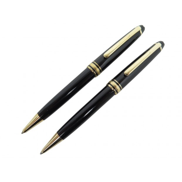 LOT 2 STYLOS BILLE MONTBLANC MEISTERSTUCK CLASSIQUE DORE RESINE NOIRE+BOITE 900€