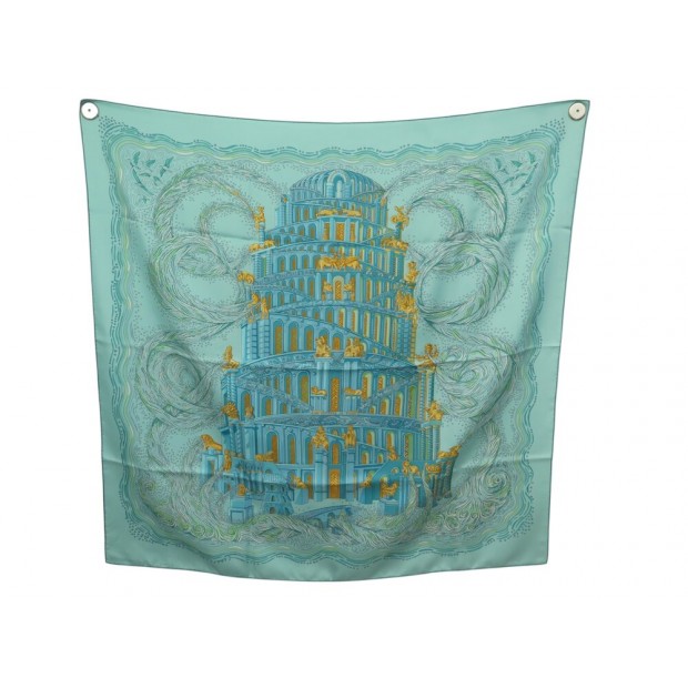 FOULARD HERMES LES RIVIERES DE BABEL ANNIE FAIVRE CARRE 90 SOIE SILK SCARF 530€