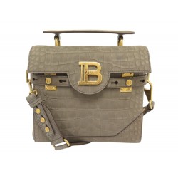 SAC A MAIN BALMAIN B-BUZZ 23 CUIR SUEDE FACON CROCO BANDOULIERE HAND BAG 2090€