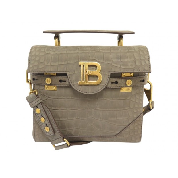 SAC A MAIN BALMAIN B-BUZZ 23 CUIR SUEDE FACON CROCO BANDOULIERE HAND BAG 2090€