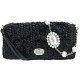 NEUF SAC A MAIN MIU MIU 5BD233 CRYSTAL RAPHIA NOIR FLEURS CROSSBODY PURSE 1900€