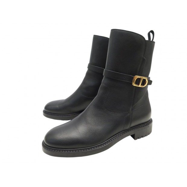 NEUF CHAUSSURES DIOR BOTTINES EMPREINTE KDI613VEA90041 37.5 EN CUIR BOOTS 1450€