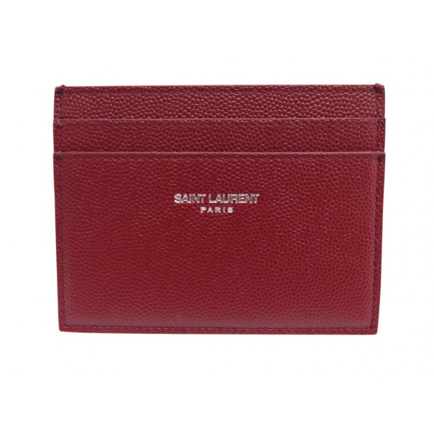 NEUF PORTE CARTES SAINT LAURENT EN CUIR EMBOSSE GRAIN DE POUDRE CARD HOLDER 230€