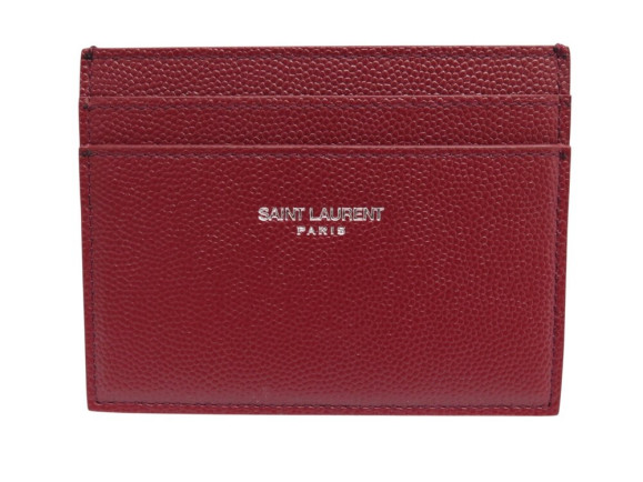 porte cartes saint laurent en cuir embosse grain