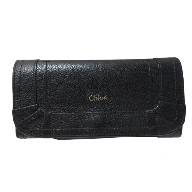 PORTEFEUILLE CHLOE 3P0376-043 PORTE MONNAIE CUIR GRAINE NOIR + BOITE WALLET 625€