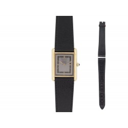 VINTAGE MONTRE MUST DE CARTIER TANK 23 MM VERMEIL ARGENT PLAQUE OR QUARTZ WATCH