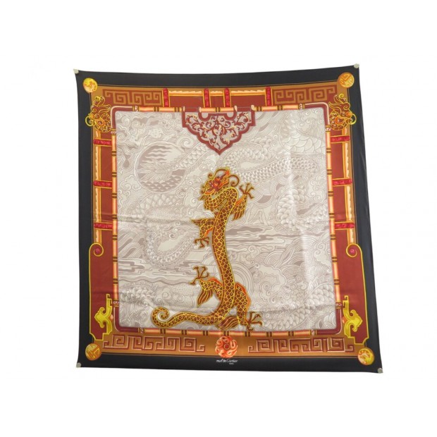 FOULARD CARTIER MUST LE DRAGON MYSTERIEUX EN SOIE CARRE + BOITE SILK SCARF 495€