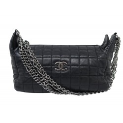 VINTAGE SAC A MAIN CHANEL HOBO LOGO CC CHOCOLATE BAR CUIR HAND BAG PURSE 4500€