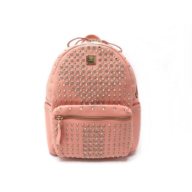 SAC A DOS MCM STARK SPECIAL BACKPACK EN CUIR ROSE ET STRASS PINK BAG PURSE 2495€