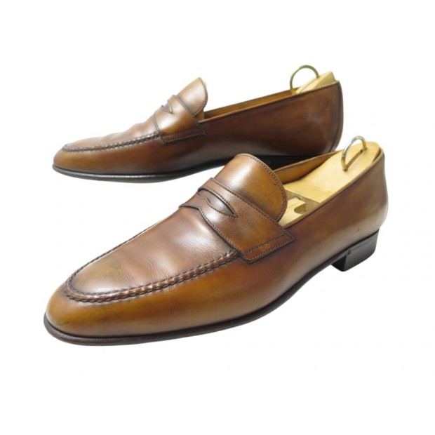 CHAUSSURES BERLUTI ANDY DEMESURE OLGA 348 MOCASSINS 8 42 CUIR GOLD LOAFERS 2100€