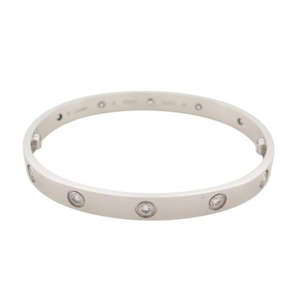 BRACELET CARTIER LOVE CRB6070417 T17 EN OR BLANC 18K 10 DIAMANTS BANGLE 19300€