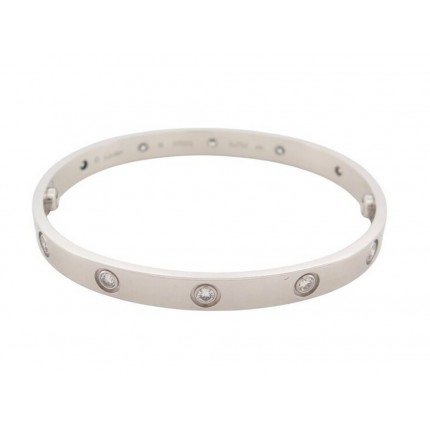 BRACELET CARTIER LOVE CRB6070417 T17 EN OR BLANC 18K 10 DIAMANTS BANGLE 19300€