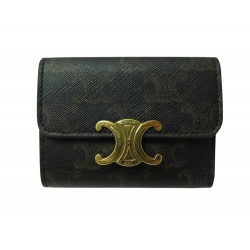 PORTEFEUILLE CELINE COMPACT DETACHABLE TRIOMPHE TOILE TRIOMPHE TAN WALLET 540€