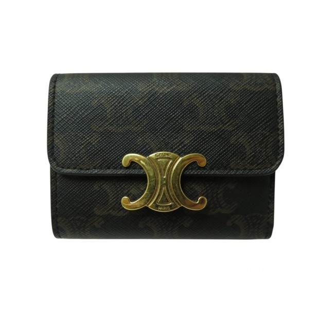 PORTEFEUILLE CELINE COMPACT DETACHABLE TRIOMPHE TOILE TRIOMPHE TAN WALLET 540€