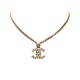 NEUF COLLIER CHANEL CHAINE LOGO CC 2021 METAL DORE & STRASS NEW NECKLACE 830€