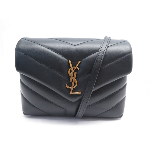 NEUF SAC A MAIN SAINT LAURENT LOULOU TOY 678401 BANDOULIERE CUIR NOIR BAG 1490€