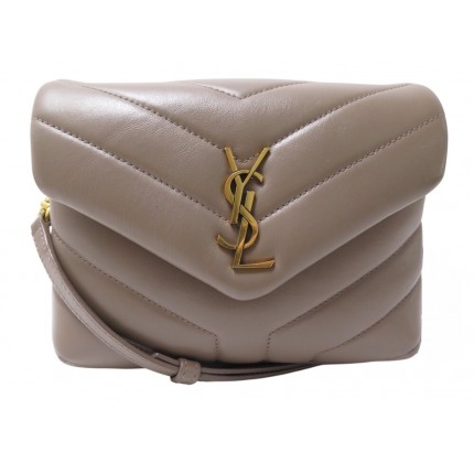 SAC A MAIN YVES SAINT LAURENT LOULOU TOY 678401 CUIR TAUPE BANDOULIERE BAG 1550€