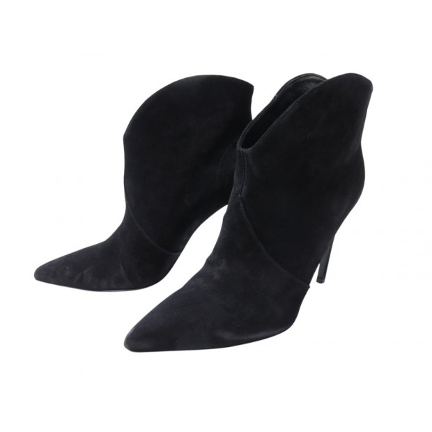CHAUSSURES SAINT LAURENT BOTTINES LOU BIKER 40 EN DAIM NOIR BLACK BOOTS 1500€