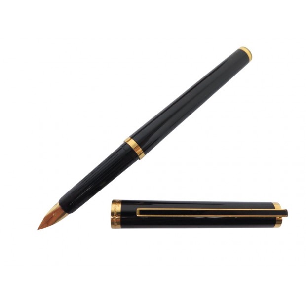 VINTAGE STYLO ST DUPONT CLASSIQUE PLUME LAQUE DE CHINE NOIR ECRIN FOUNTAIN PEN