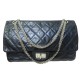 SAC A MAIN CHANEL GRAND 2.55 MADEMOISELLE BANDOULIERE CUIR BLEU HANDBAG 11100€