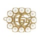 BARRETTE GUCCI 629611 DOUBLE G EN METAL DORE AVEC PERLES PEARL HAIR CLIP 400€