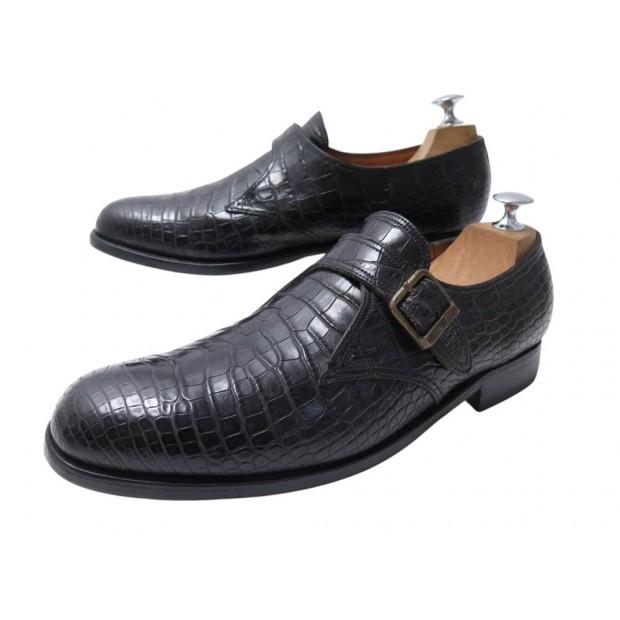 CHAUSSURES JM WESTON DERBY FLORE CROCO 531 MOCASSINS A BOUCLE 8D 42 SHOES 5630€