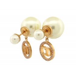 NEUF BOUCLES D'OREILLES DIOR TRIBALES LOGO CD STRASS E2325WOMCY EARRINGS 500€