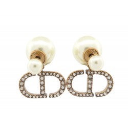 BOUCLES D'OREILLES DIOR TRIBALES LOGO CD STRASS E3366WOMCY METAL EARRINGS 460€