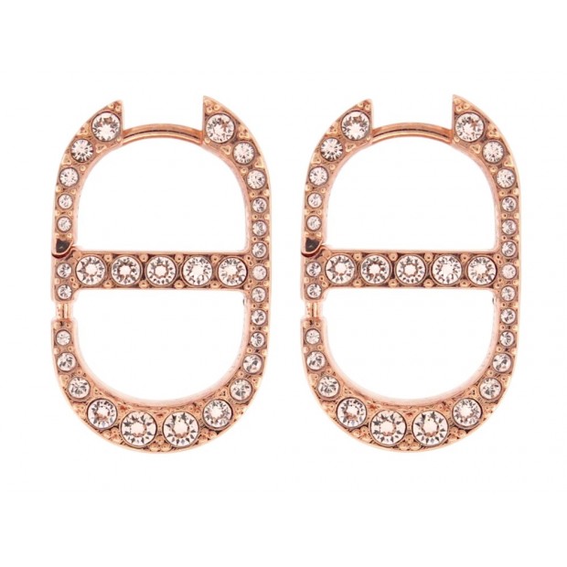 NEUF BOUCLES D'OREILLES DIOR 30 MONTAIGNE STRASS CD EN METAL ROSE EARRINGS 420€