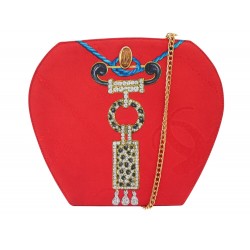 VINTAGE SAC A MAIN CARTIER MOTIF BIJOUX SOIE ROUGE BANDOULIERE CHAINE HAND BAG